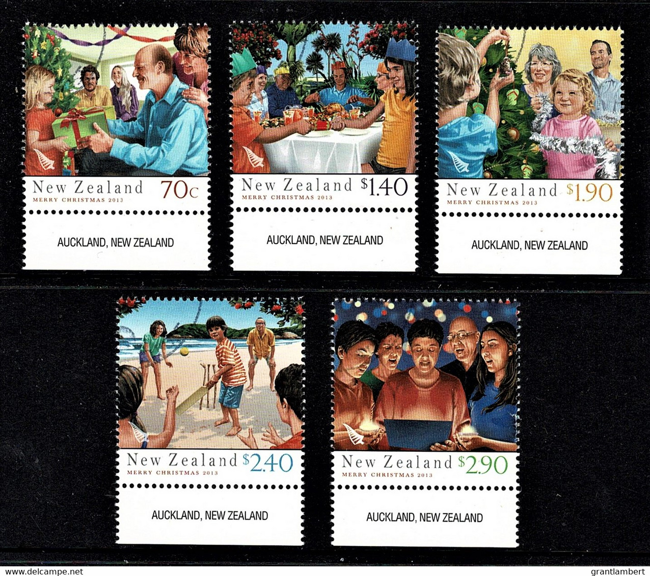 New Zealand 2013 Christmas Marginal Set Of 5 Used - Usados