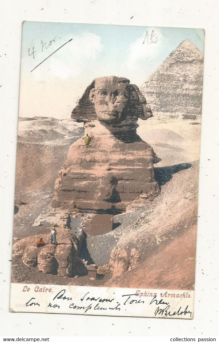 Cp, EGYPTE,  EGYPT, LE CAIRE,  SPHINX ARMACHIS , Dos Simple,  Voyagée 1904,  Union Postale Universelle - Kairo