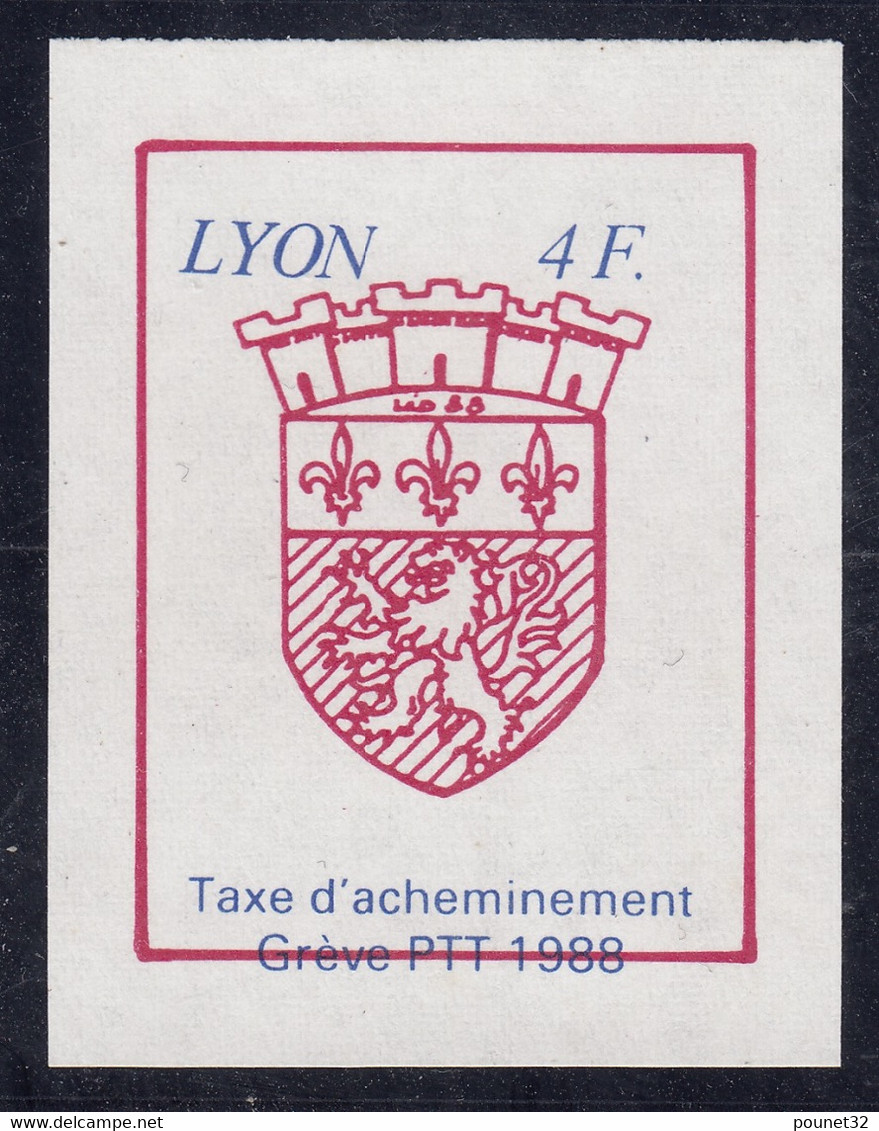 FRANCE : 1988 -TIMBRE DE GREVE LYON N° 43 ( MAURY ) RARE VARIETE LEGENDE DECALEE - Marken