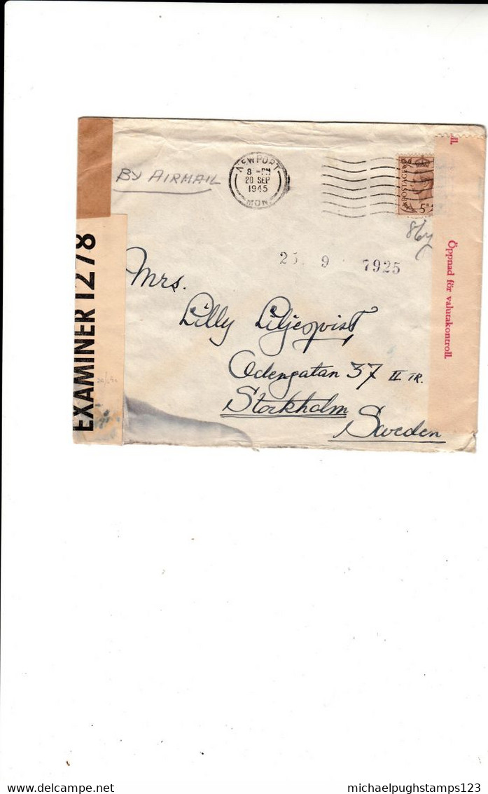 G.B. / Airmail / Sweden / Censorship / Wales - Non Classés