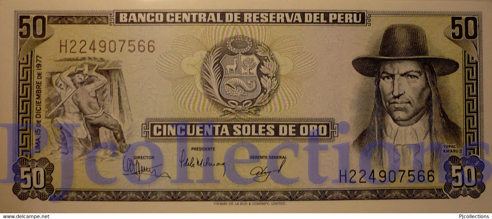 PERU' 50 SOLES ORO 1977 PICK 113 UNC - Pérou