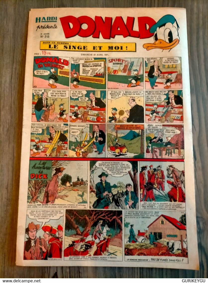 HARDI Présente DONALD N° 213 GUY L'ECLAIR Pim Pam Poum TARZAN MANDRAKE Luc Bradefer Le Pere LACLOCHE 22/04/1951 - Donald Duck