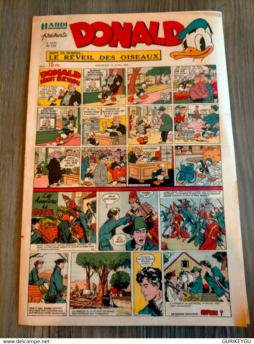 HARDI Présente DONALD N° 212 GUY L'ECLAIR Pim Pam Poum TARZAN MANDRAKE Luc Bradefer Le Pere LACLOCHE 15/04/1951 - Donald Duck