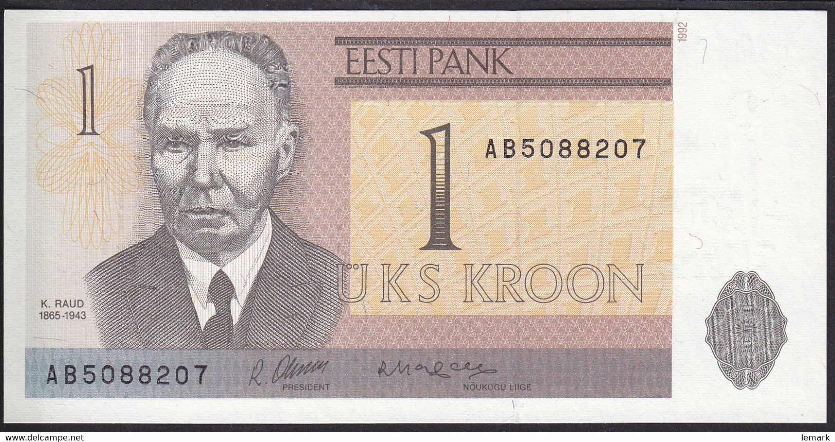 Estonia 1 Krooni 1992 P 69 Prefix AB UNC - Estland