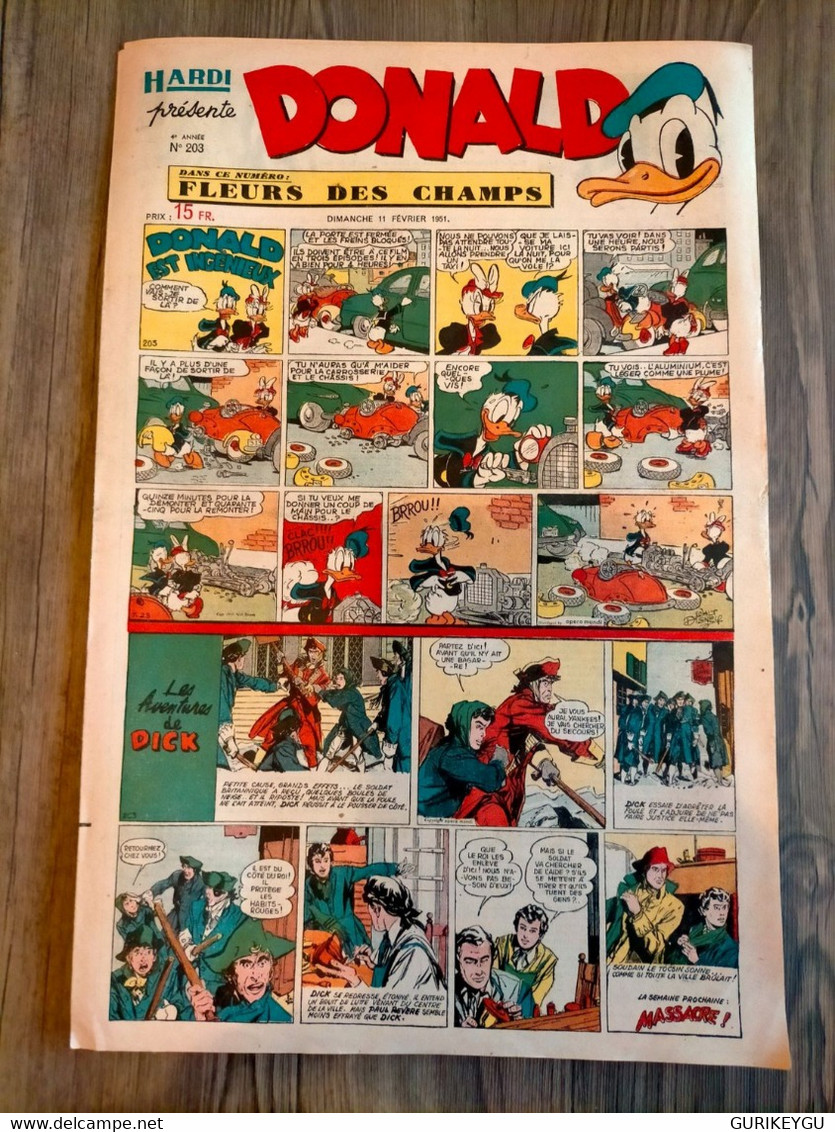 HARDI Présente DONALD N° 203 GUY L'ECLAIR Pim Pam Poum TARZAN MANDRAKE Luc Bradefer Le Pere LACLOCHE 11/02/1951 - Donald Duck