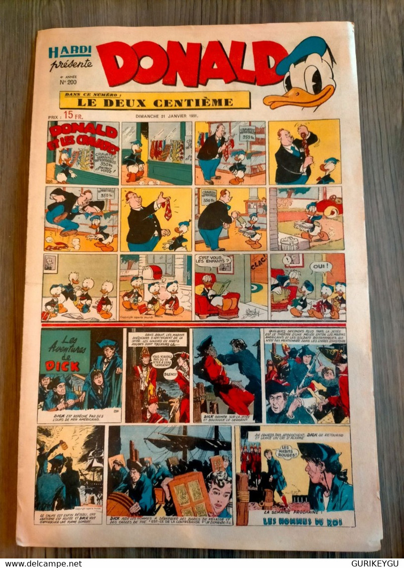 HARDI Présente DONALD N° 200  GUY L'ECLAIR Pim Pam Poum TARZAN MANDRAKE Luc Bradefer Le Pere LACLOCHE 21/01/1951 - Donald Duck