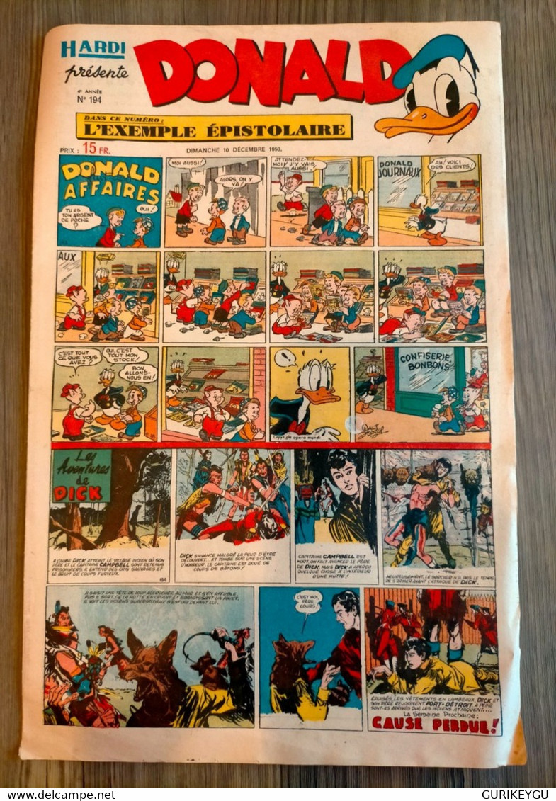 HARDI Présente DONALD N° 194 GUY L'ECLAIR Pim Pam Poum TARZAN MANDRAKE Luc Bradefer Le Pere LACLOCHE 10/12/1950 - Donald Duck