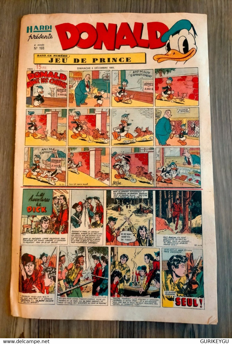 HARDI Présente DONALD N° 193 GUY L'ECLAIR Pim Pam Poum TARZAN MANDRAKE Luc Bradefer Le Pere LACLOCHE 03/12/1950 - Donald Duck