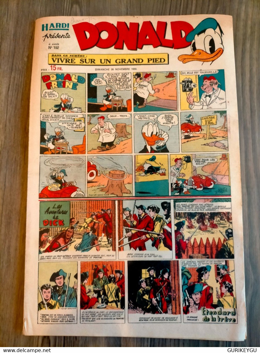 HARDI Présente DONALD N° 192 GUY L'ECLAIR Pim Pam Poum TARZAN MANDRAKE Luc Bradefer Le Pere LACLOCHE 26/11/1950 - Donald Duck