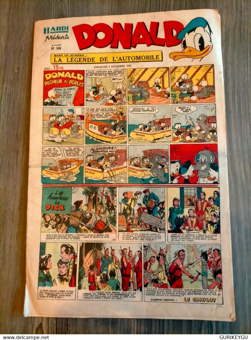 HARDI Présente DONALD N° 189 GUY L'ECLAIR Pim Pam Poum TARZAN MANDRAKE Luc Bradefer Le Pere LACLOCHE 05/11/1950 - Donald Duck