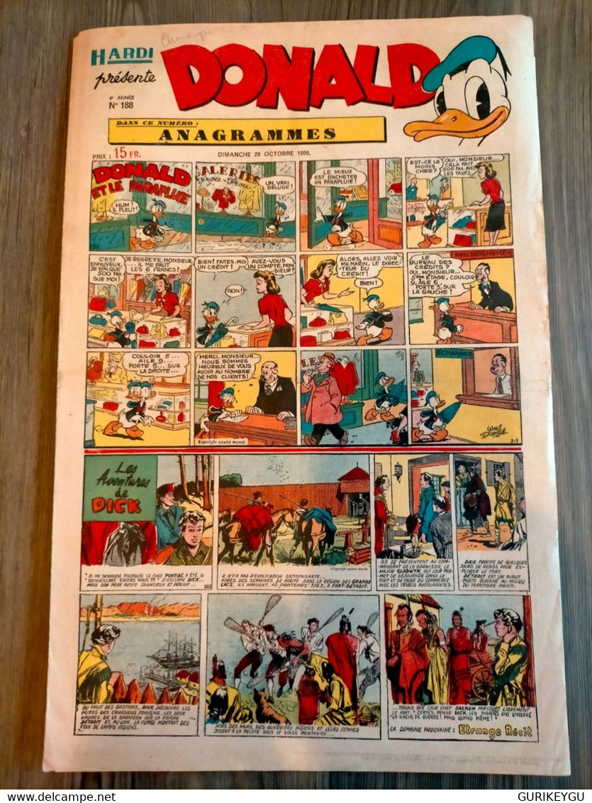 HARDI Présente DONALD N° 188 GUY L'ECLAIR Pim Pam Poum TARZAN MANDRAKE Luc Bradefer Le Pere LACLOCHE 29/10/1950 - Donald Duck