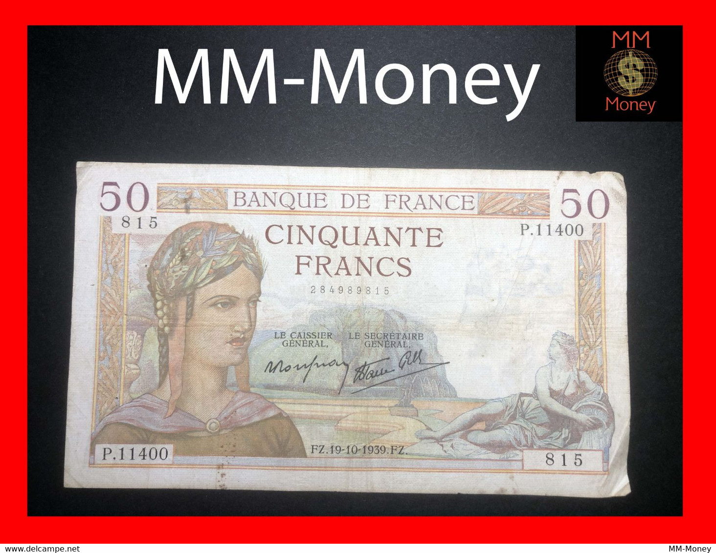 FRANCE  50 Francs  19.10.1939    P. 85   F \ VF - 50 F 1934-1940 ''Cérès''