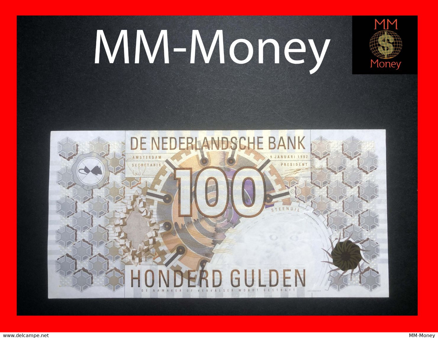 NETHERLANDS  100 Gulden  9.1.1992   P.  101   AXF - 100 Florín Holandés (gulden)