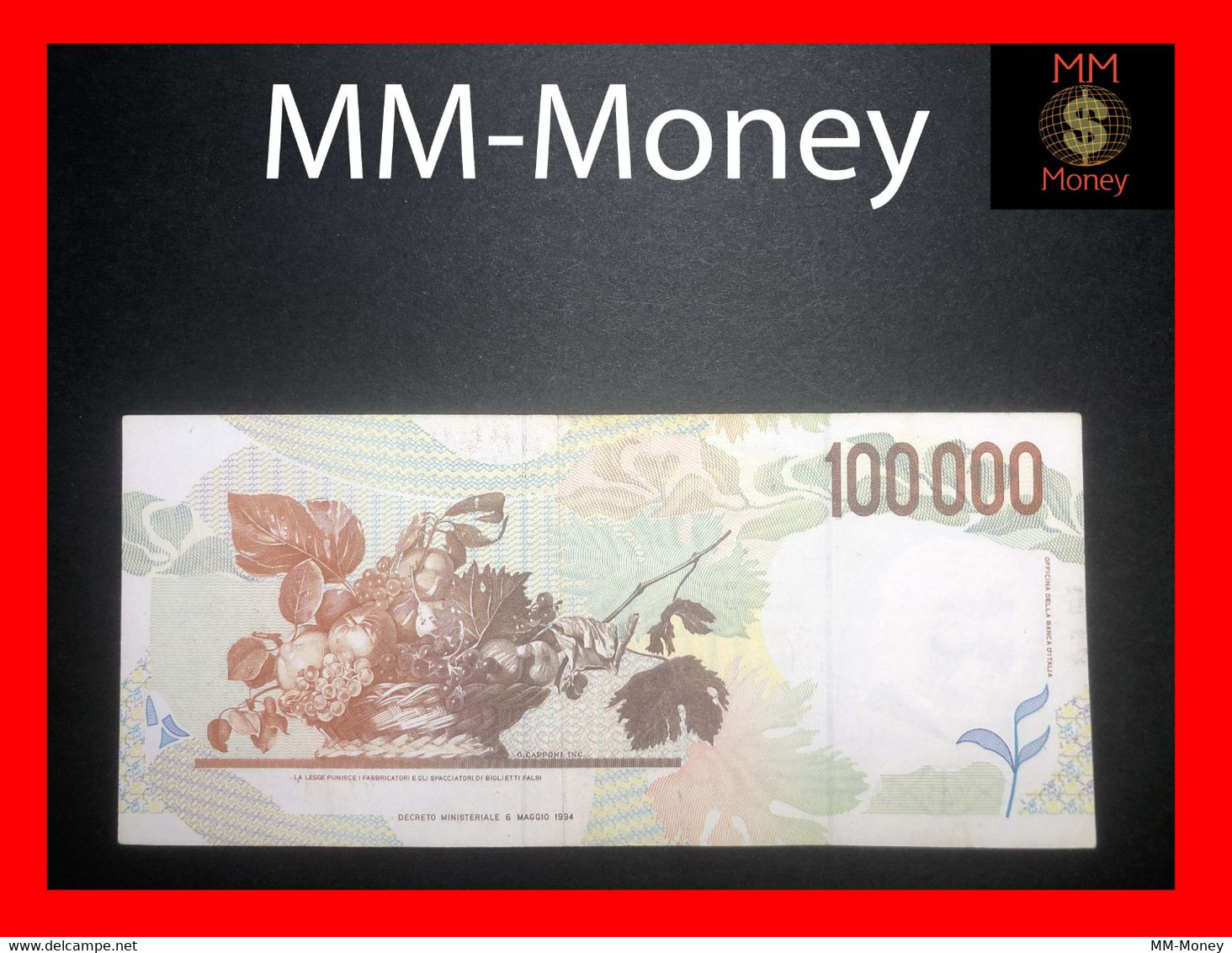 ITALY  100000  100.000 Lire  6.5.1994  P. 117  "sig. Fazio - Speziali"    *serie A*   AXF   [MM-Money] - 100.000 Lire