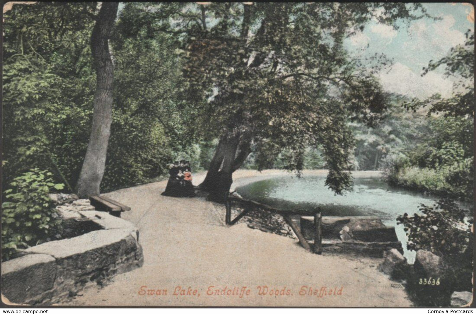 Swan Lake, Endcliffe Woods, Sheffield, Yorkshire, 1910 - Valentine's Postcard - Sheffield