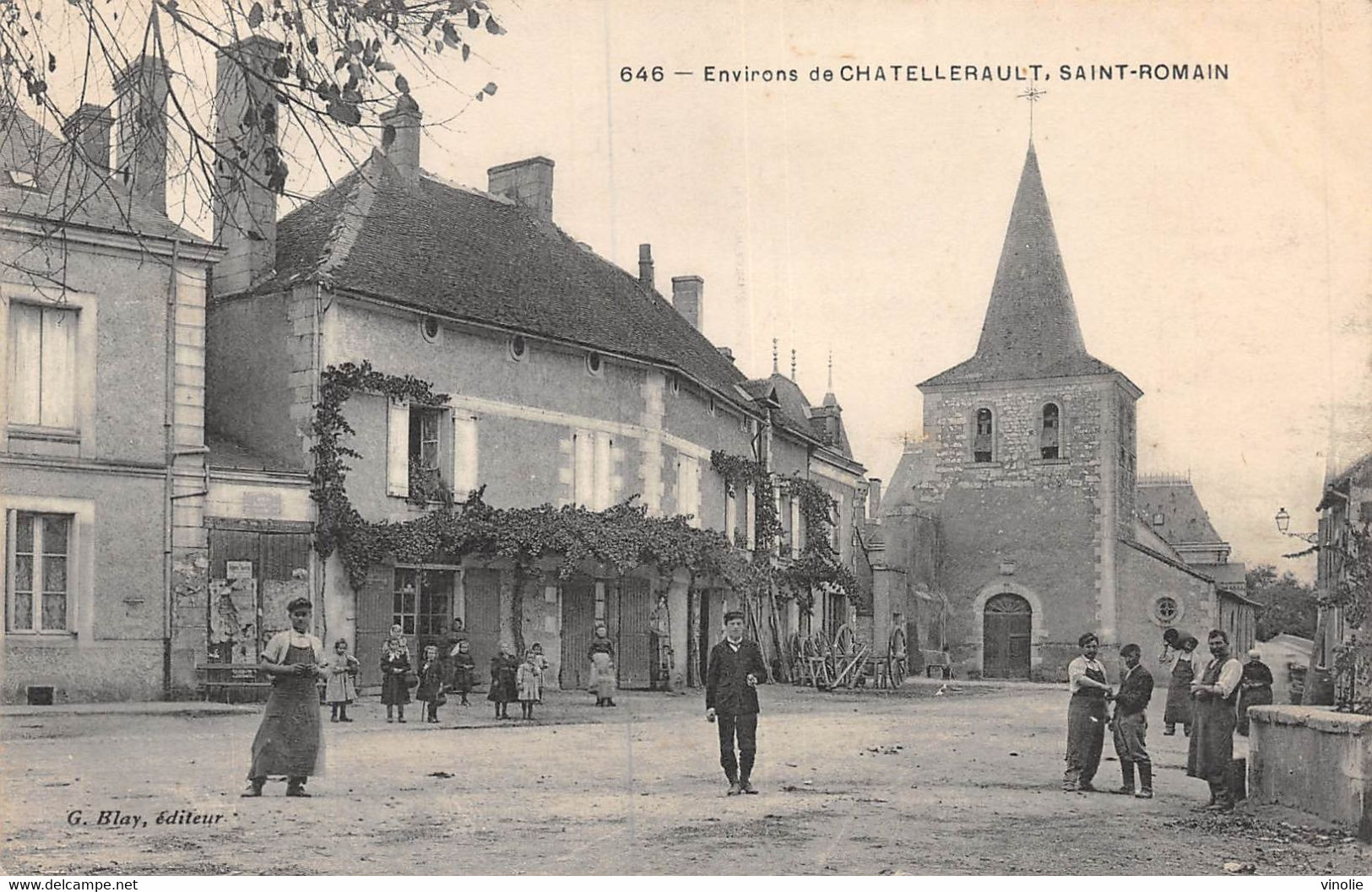 22-6594 : SAINT-ROMAIN PRES CHATELLERAULT. LA PLACE DE L'EGLISE - Dange Saint Romain