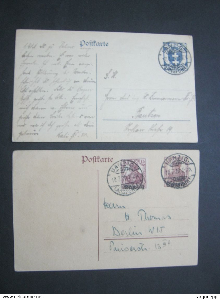 DANZIG , 2 Ganzsachen Gebraucht , Mit Viel Text - Postal  Stationery