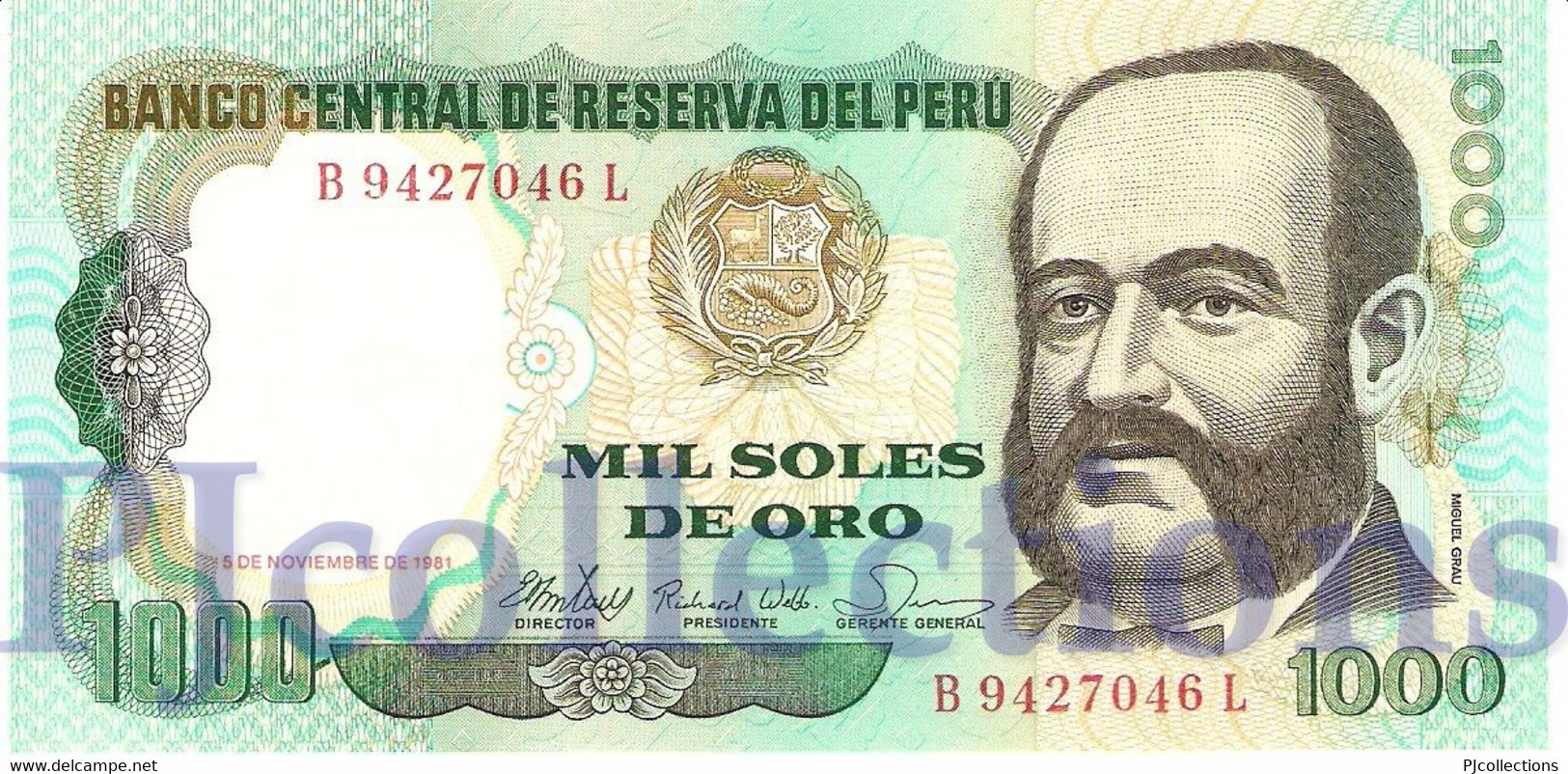 PERU' 1000 SOLES ORO 1981 PICK 122a UNC - Pérou