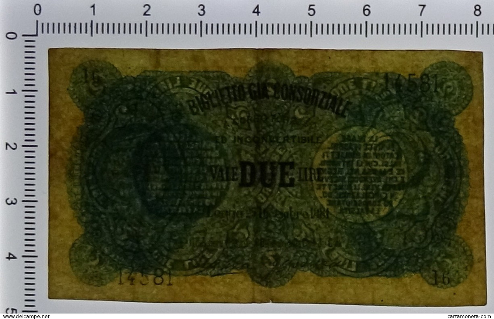 2 LIRE FALSO D'EPOCA BIGLIETTO GIÀ CONSORZIALE REGNO D'ITALIA 25/12/1881 BB - [ 8] Fakes & Specimens