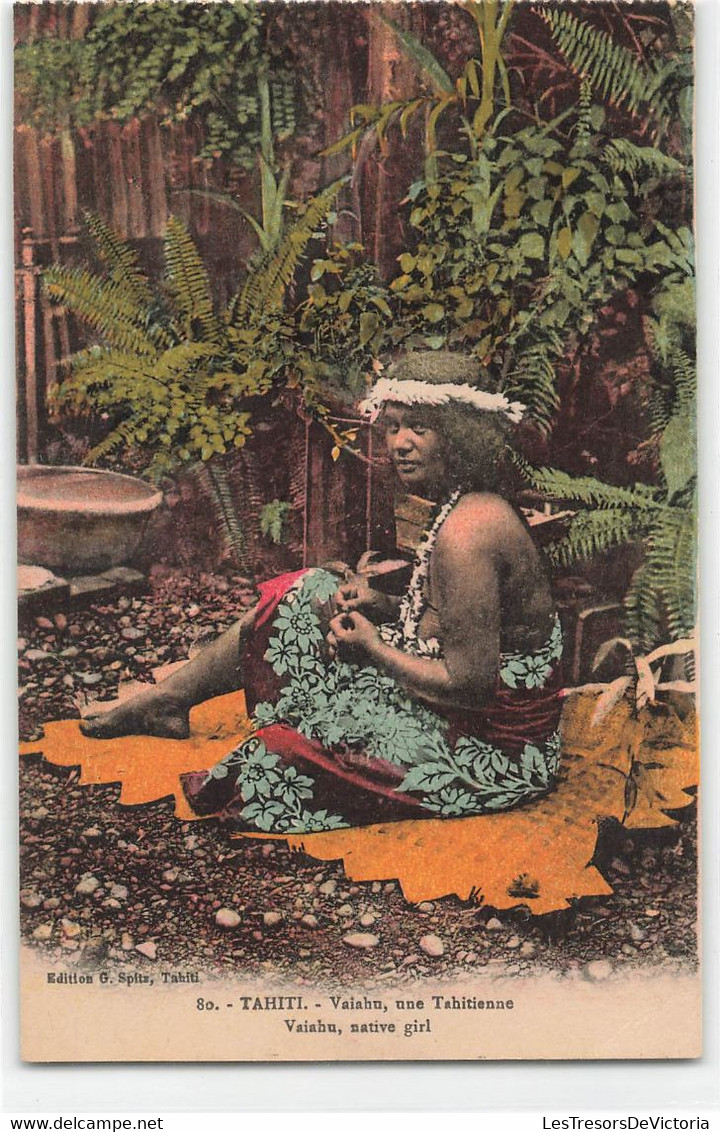 CPA TAHITI - Vaiahu Une Tahitienne - Vaiahu Native Girl - Colorisé - Carte Carnet - Tahiti