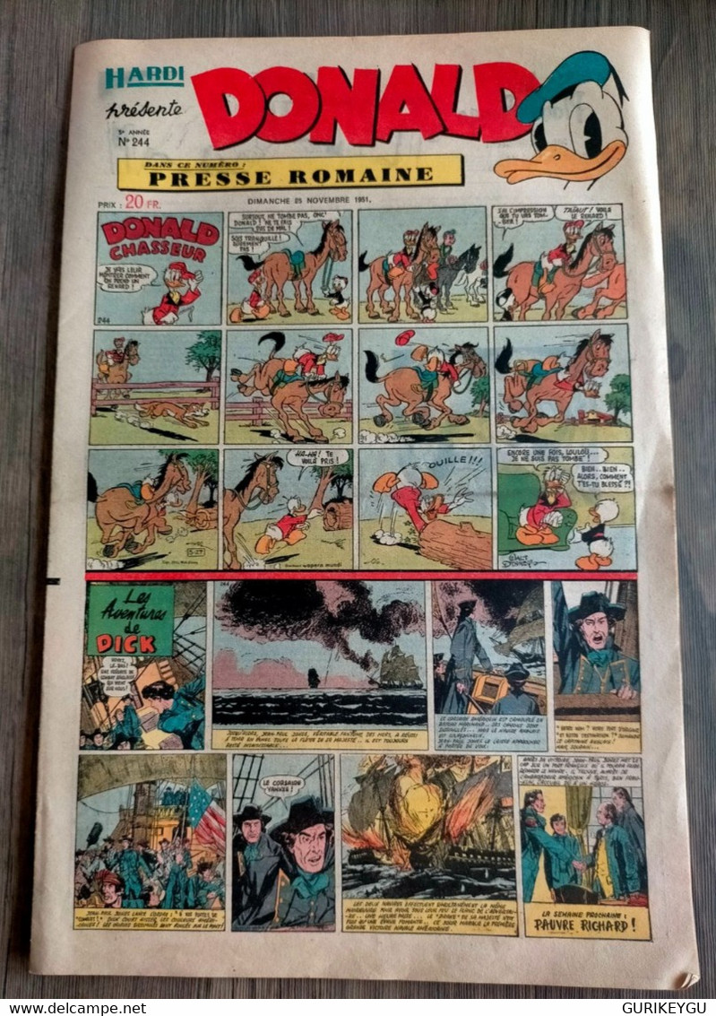 HARDI Présente DONALD N° 244 GUY L'ECLAIR Pim Pam Poum  MANDRAKE Luc Bradefer Le Pere LACLOCHE 25/11/1951 - Donald Duck