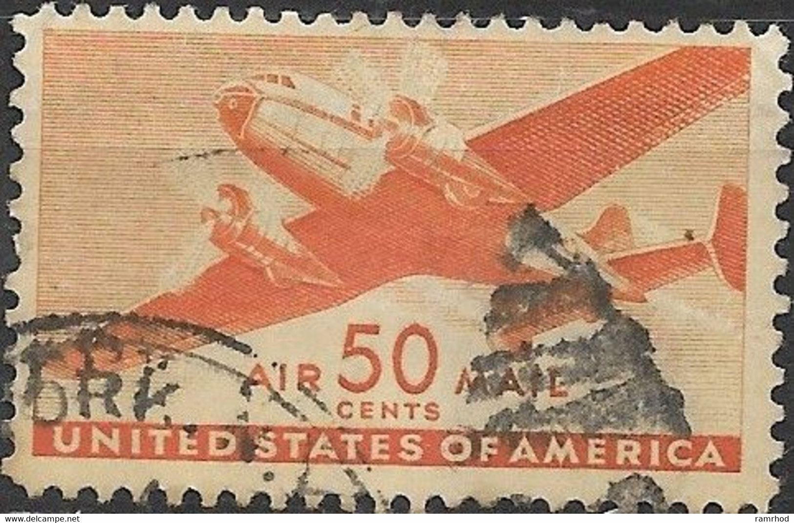 USA 1941 Air - Mail Plane - 50c. - Orange FU - 2a. 1941-1960 Oblitérés