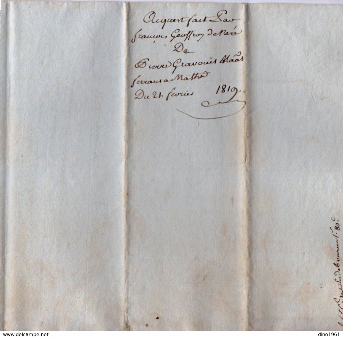 VP21.183 - NERE - Acte De 1819 - Vente De Terre Sise à NERE Par Mr GRAVOUIL De MATHA à Mr GEOFFROY - Manuscrits