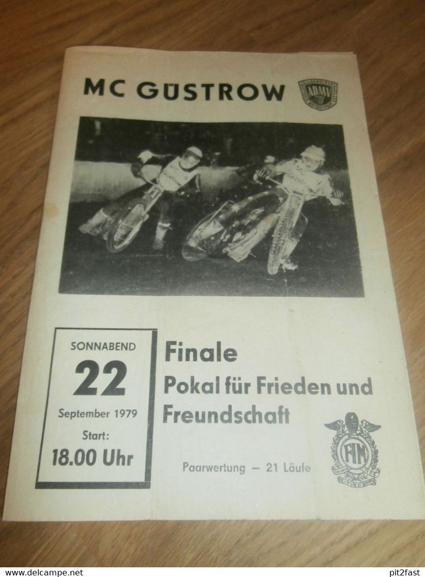 Speedway Güstrow 22.09.1979 , Pokal Für Frieden Und Freundschaft , Programmheft / Programm / Rennprogramm , Program !!! - Motos