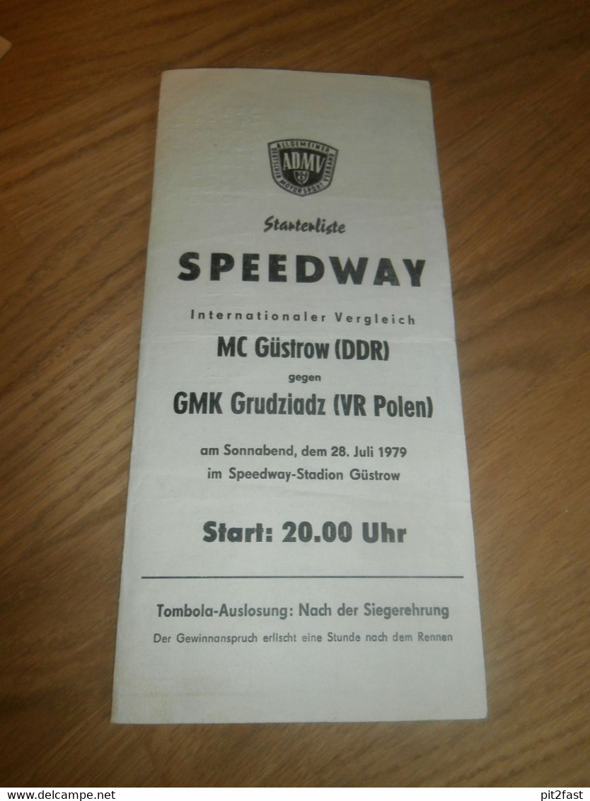 Speedway Güstrow 28.07.1979 , GMK Grudziaz , Programmheft / Programm / Rennprogramm , Program !!! - Motos