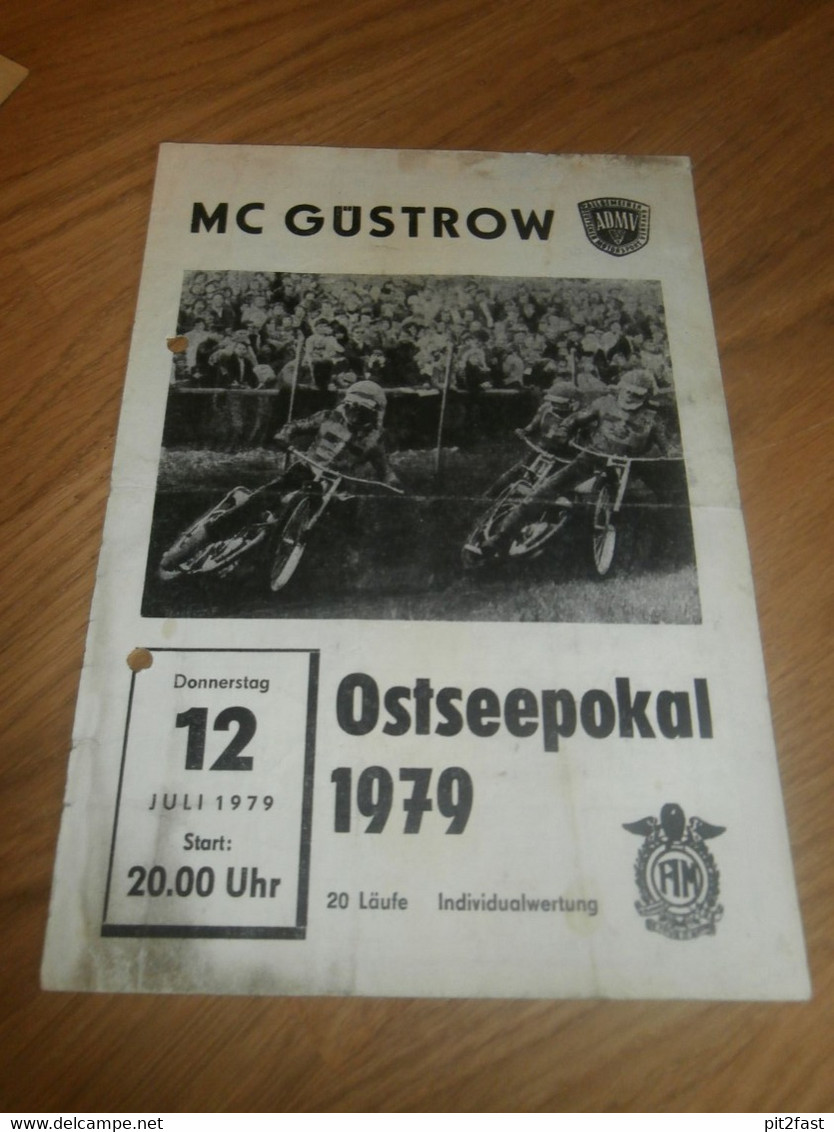 Speedway Güstrow 12.07.1979 , Ostseepokal , Programmheft / Programm / Rennprogramm , Program !!! - Motos