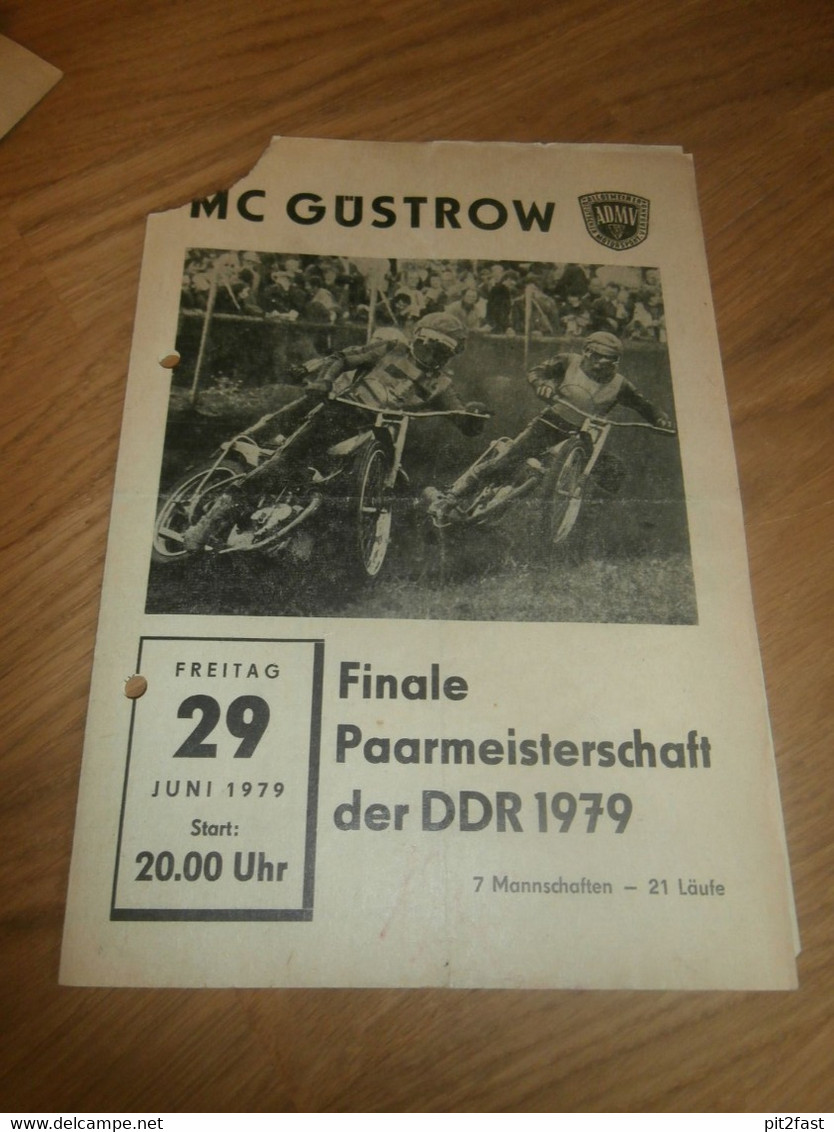 Speedway Güstrow 29.06.1979 , DDR Meisterschaft Finale , Programmheft / Programm / Rennprogramm , Program !!! - Motos