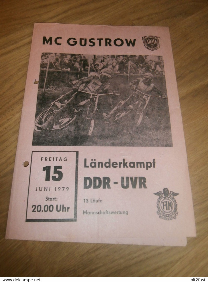 Speedway Güstrow 15.06.1979 , DDR - Ungarn , Programmheft / Programm / Rennprogramm , Program !!! - Motos