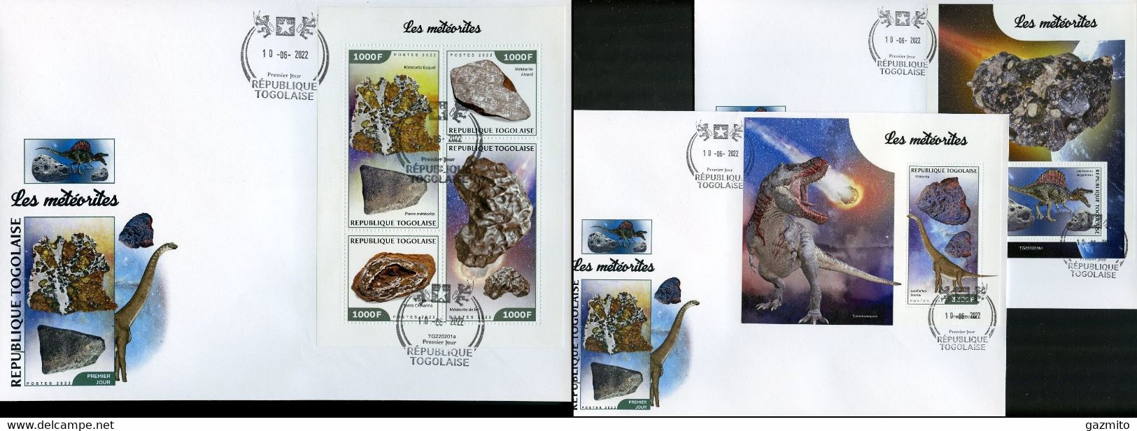 Togo 2022, Meteors And Dinosaurs, 4val In BF+2BF In 2FDC - Afrique