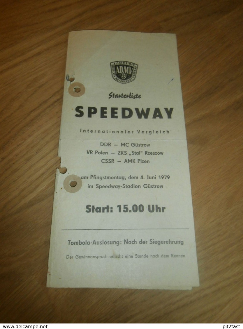 Speedway Güstrow 04.06.1979 , DDR - Polen - CSSR , Programmheft / Programm / Rennprogramm , Program !!! - Motos