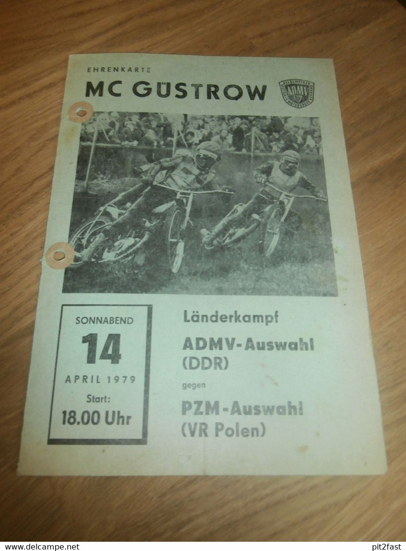 Speedway Güstrow 14.04.1979 , DDR - Polen , Programmheft / Programm / Rennprogramm , Program !!! - Motos