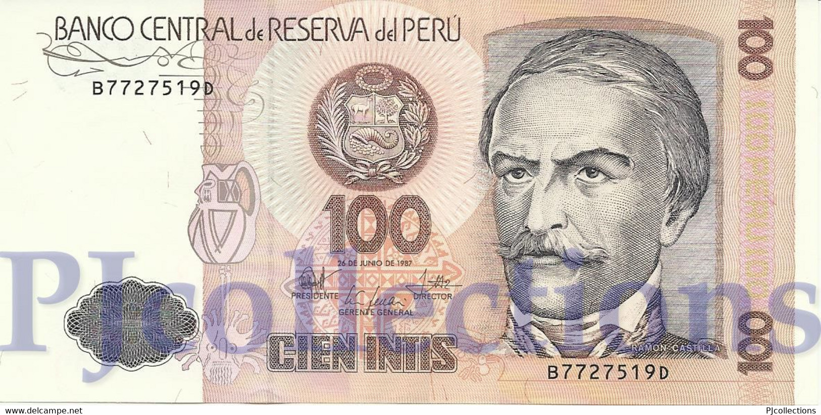 PERU' 100 INTIS 1987 PICK 133 UNC - Pérou