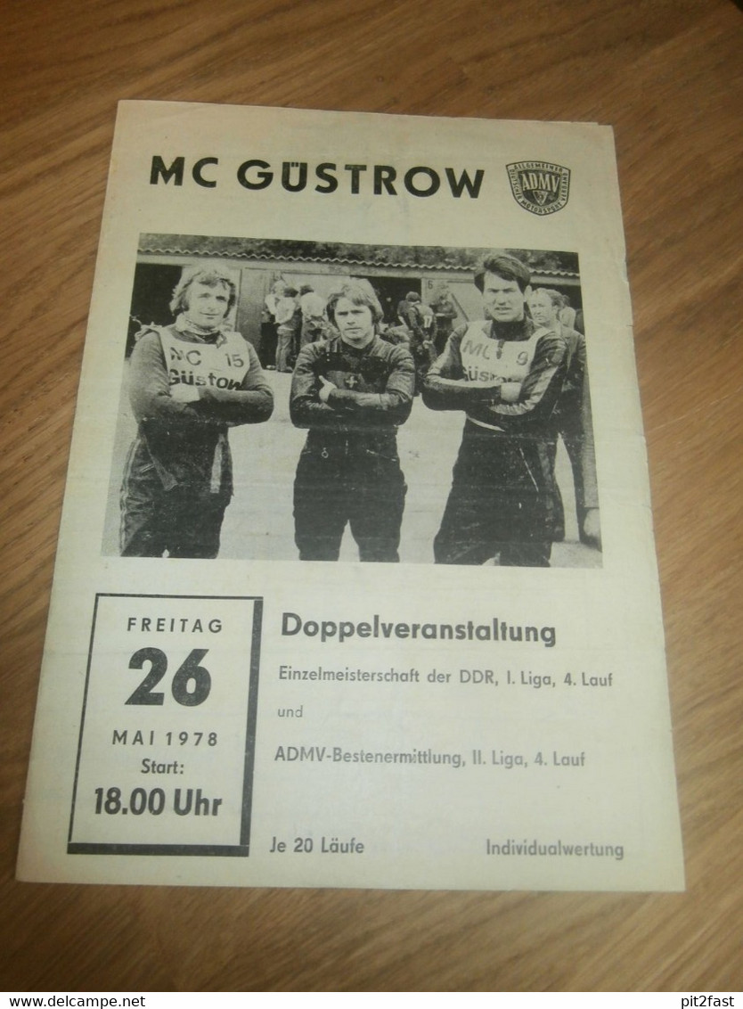 Speedway Güstrow 26.05.1978 , DDR Meisterschaft , Programmheft / Programm / Rennprogramm , Program !!! - Motos