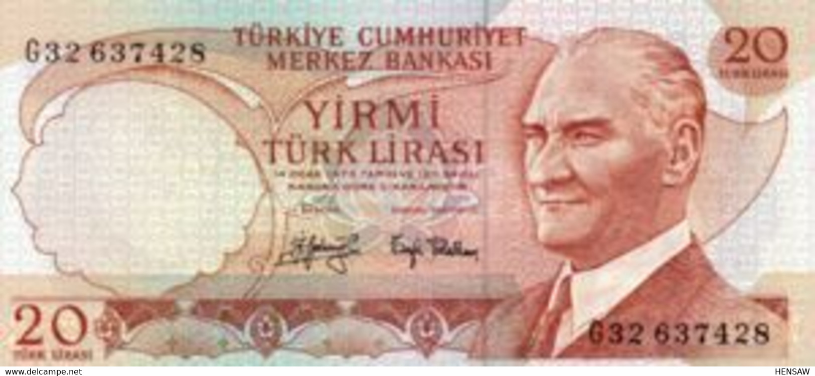 TURKEY TURQUIA 20 LIRASI P 187 1970 UNC SC NUEVO - Turquie