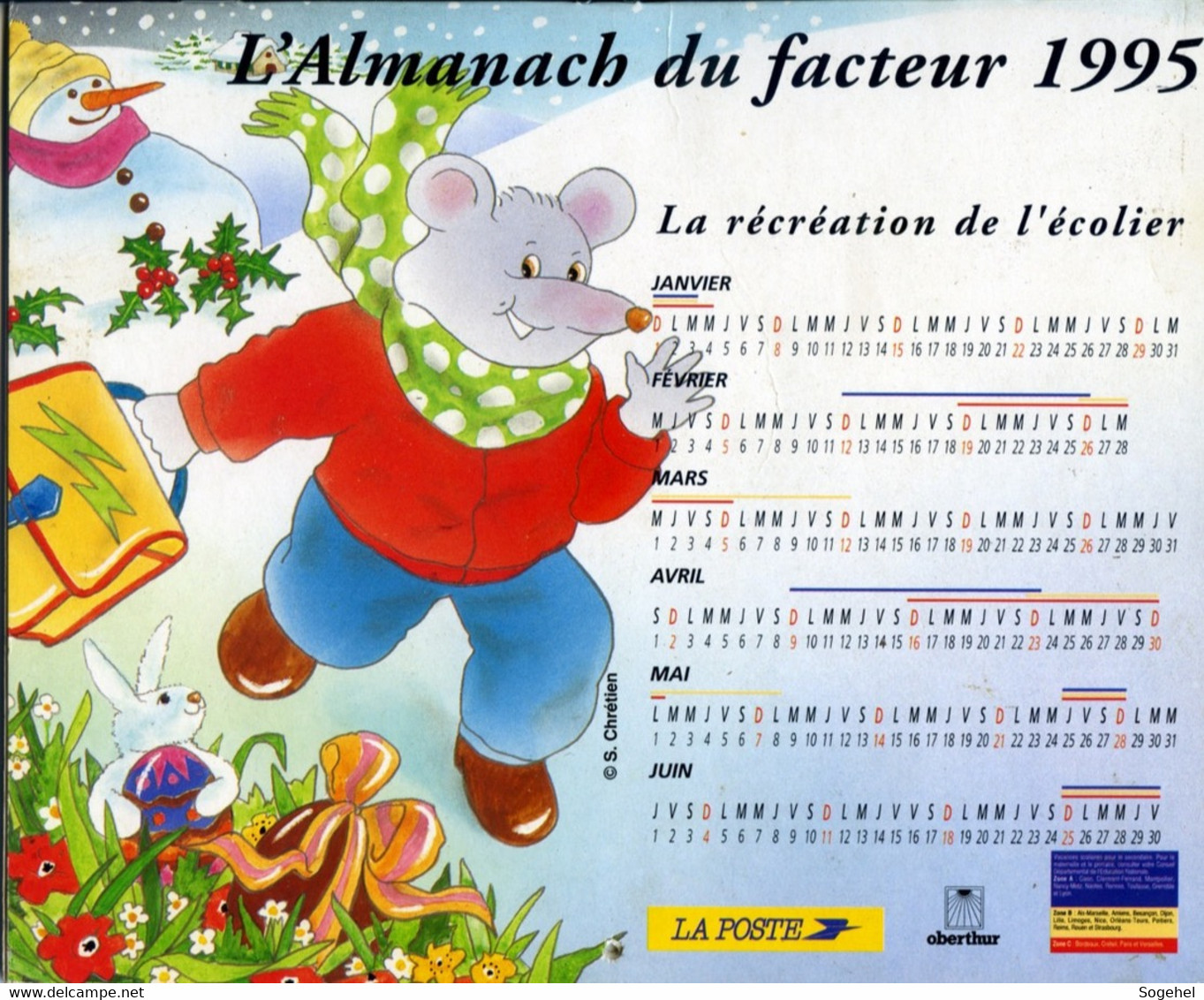 Almanach PTT - Oberthur - Yvelines - 1995 - Grand Format : 1991-00