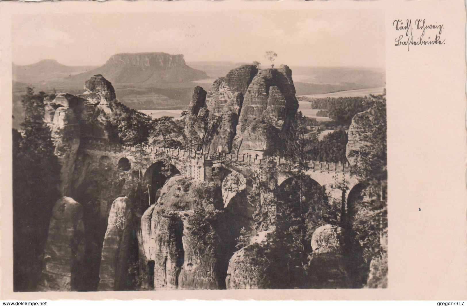 C871) Sächs. Schweiz - BASTEI Basteibrücke - ALT Gel. Bad Schandau 1934 - Bastei (sächs. Schweiz)