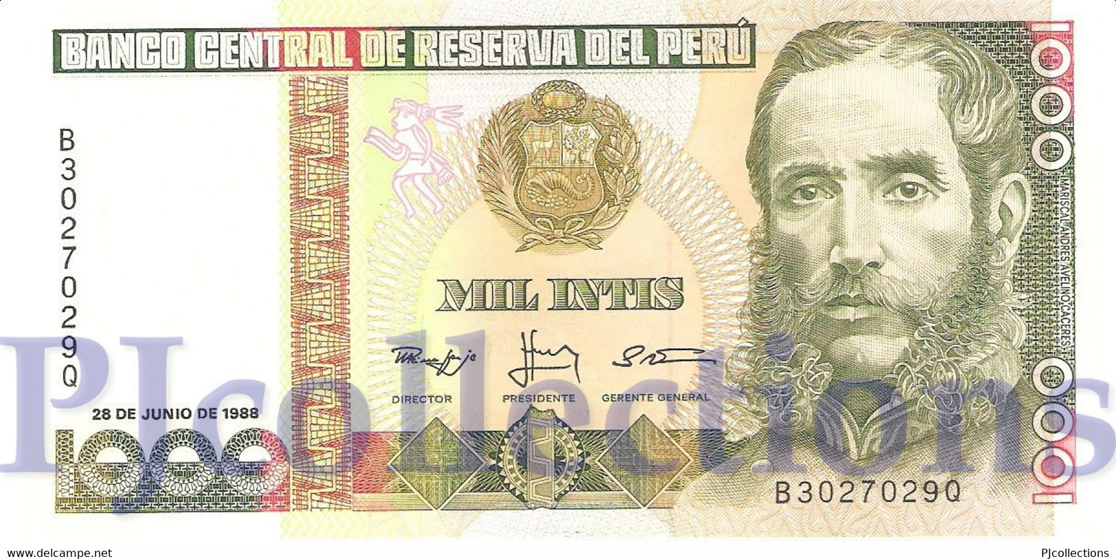 LOT PERU' 1000 INTIS 1988 PICK 136b UNC X 5 PCS - Pérou