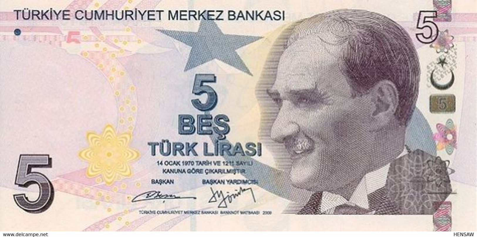 TURKEY TURQUIA 5 LIRASI P 222b 2009 UNC SC NUEVO - Turquie