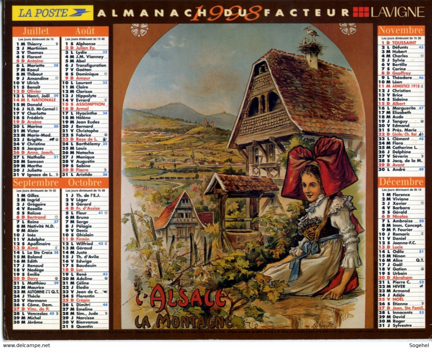 Almanach PTT - Lavigne - 1998 - Yvelines - Grand Format : 1991-00