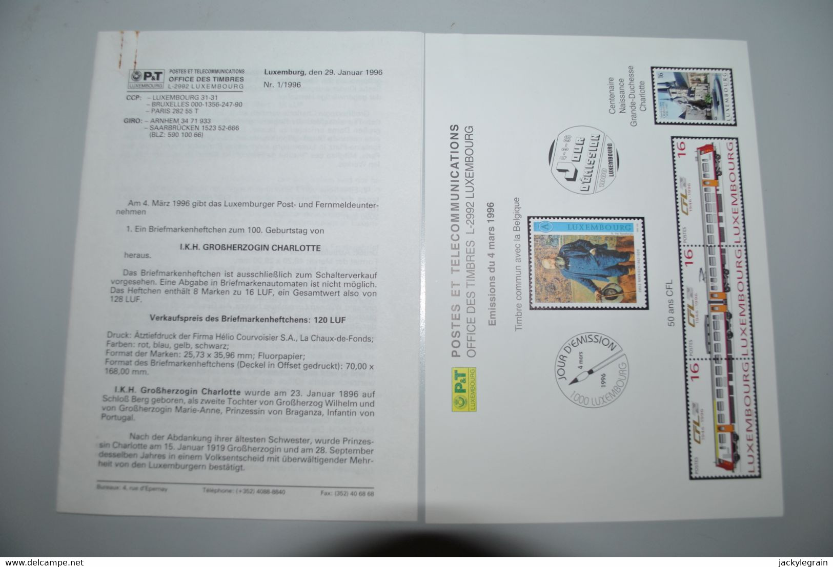 Luxembourg 1996/98 Feuillets Postes Reproductions Envoi Bpost Belgique : 2 € Europe : 5 € - Altri & Non Classificati