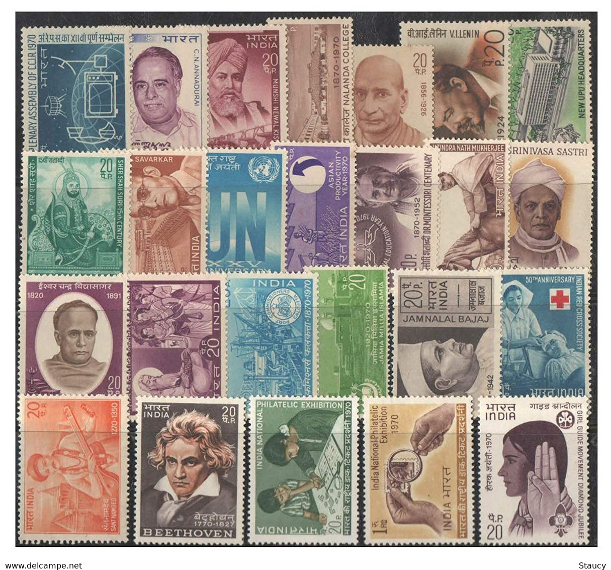 India 1970 Complete Year Pack / Set / Collection Total 25 Stamps (No Missing) MNH As Per Scan - Années Complètes