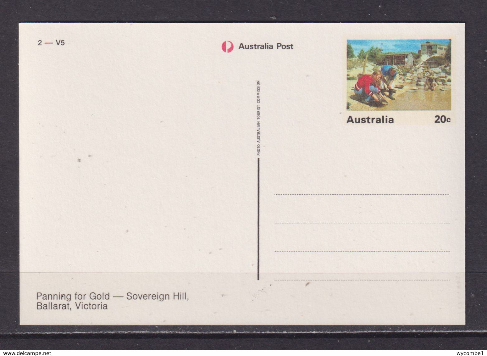 AUSTRALIA - Ballarat Sovereign Hill Panning For Gold Unused Prepaid Postage Postcard As Scans - Ballarat