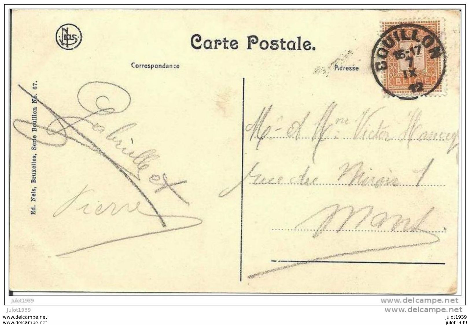 CORDEMOIS ..-- BOUILLON ..-- Abbaye Des Pères Trappistes . 1912 Vers MONS . Voir Verso . - Bouillon
