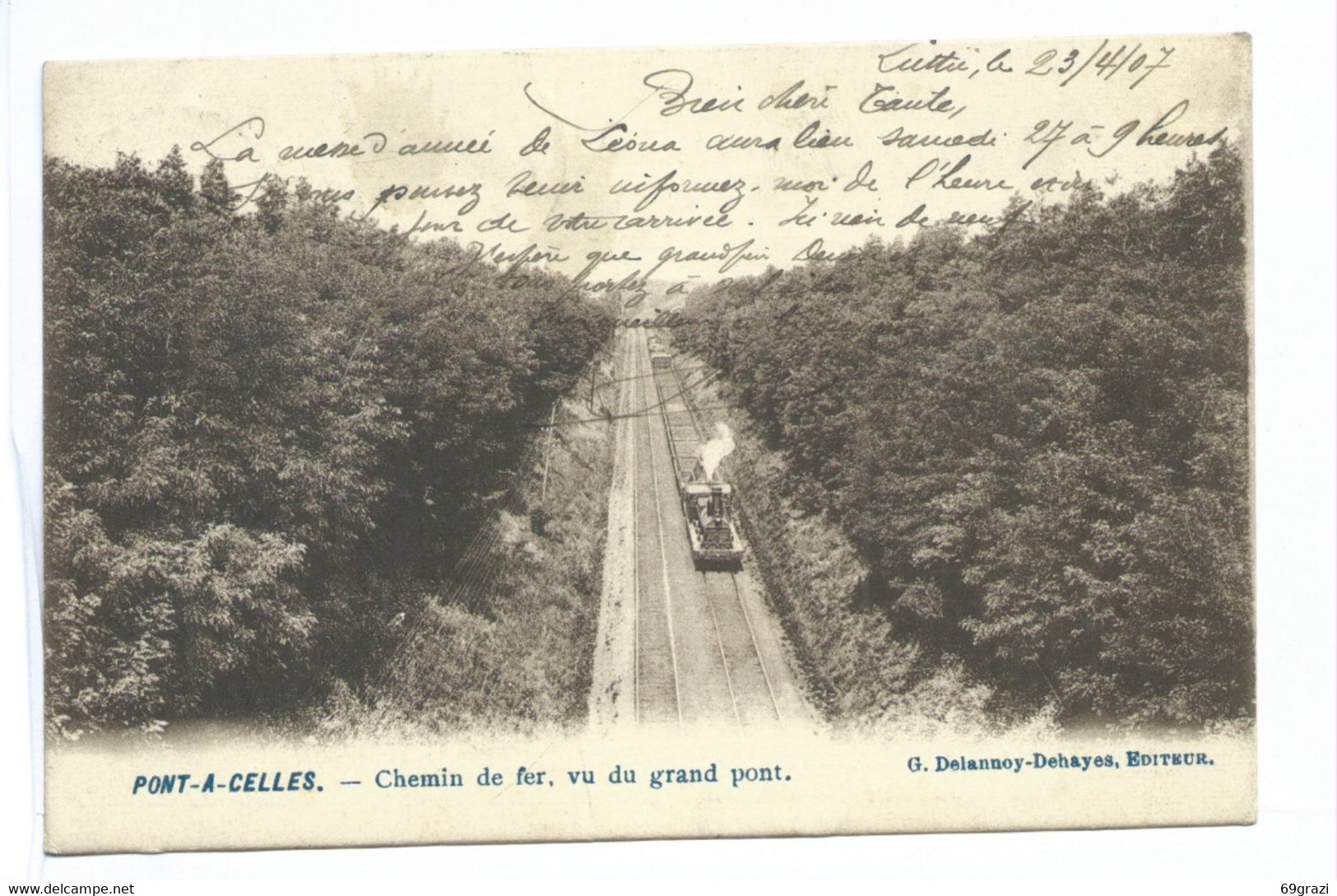 Pont à Celles Chemin De Fer Vu Du Grand Pont ( Train Locomotive à Vapeur ) - Pont-a-Celles