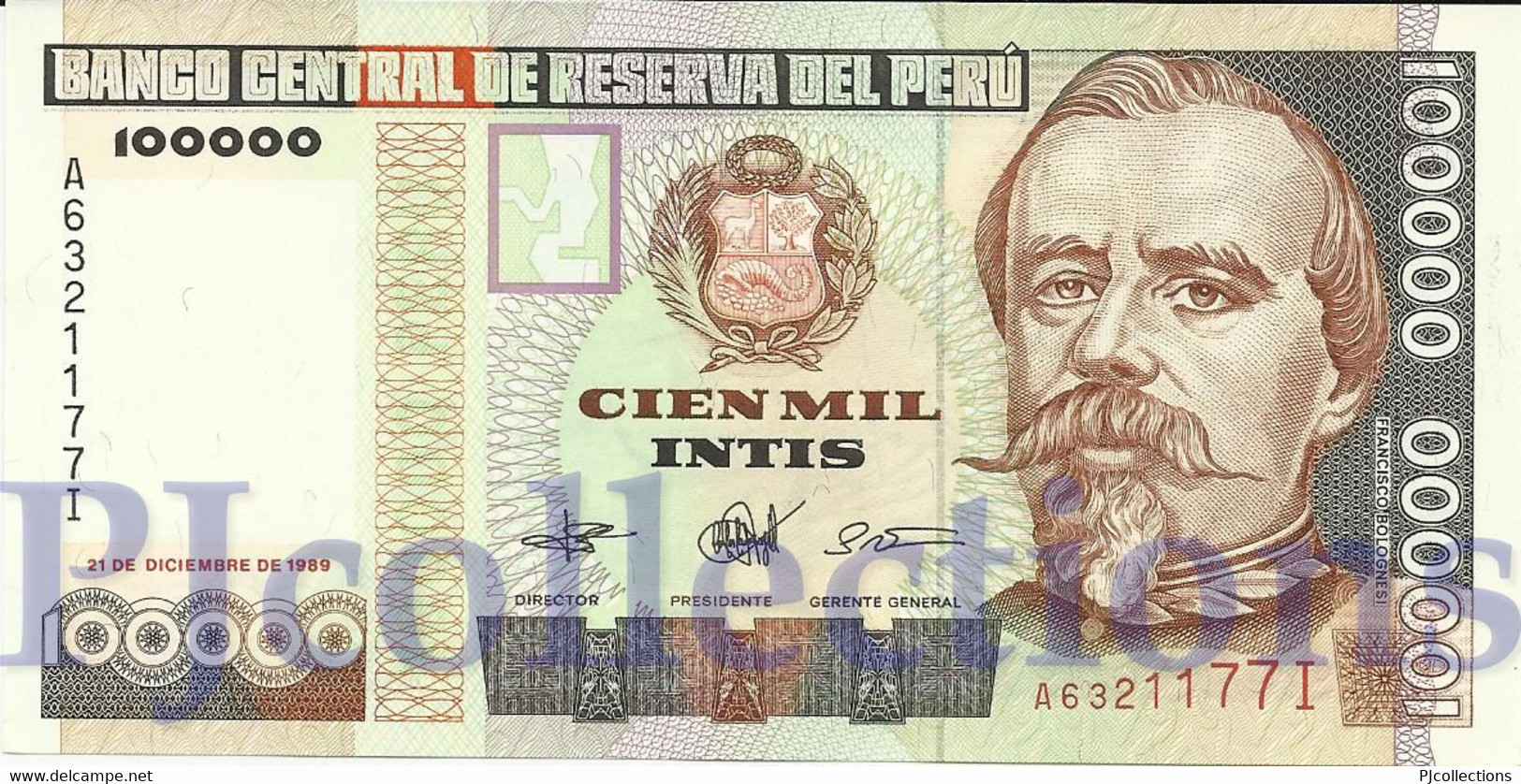 PERU' 100000 INTIS 1989 PICK 145 UNC - Pérou