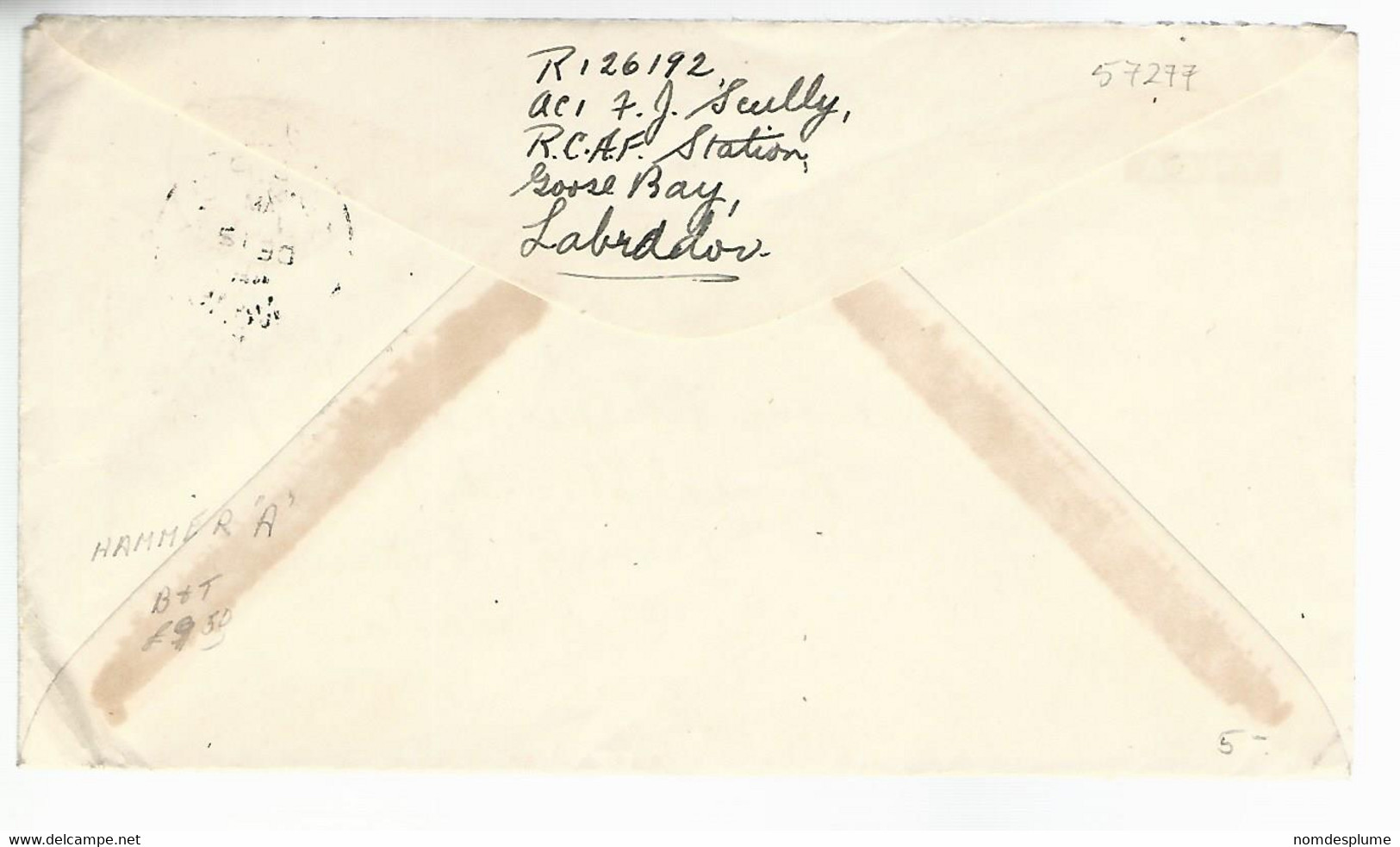 57277) Canada C.A.P.O. No.10 Goose Bay Military Censor Postmark Cancel 1942 R.C.A.F. Military Mail - Postal History